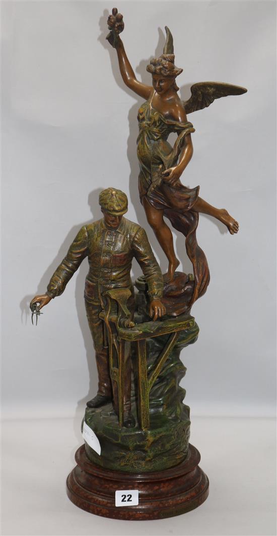 Ruchot. A bronzed spelter group height 66cm